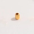 Goldene tonnenförmige S925 Silberperle mit Gittermuster für die Schmuckherstellung - Kleines Quadratisches Muster Gold(2.5*3.5mm)