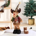 Ausziehbare Weihnachts-Rentier-Plüschfigur mit Karohut und festlichem Schal-Dekor - Schneeflocke Teleskop Rentier