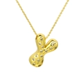 Detailed view of bubble alphabet Y pendant necklace with sparkling zircon in gold finish - Letter Y / Gold