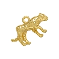 Vista macro del ciondolo a ghepardo placcato oro 18 carati con trama a punti - 1 Pezzo Ciondolo Leopardo Oro