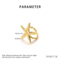 Detailed view of golden starfish stainless steel ring with 29mm width and 3g weight - Starfish Style (KR113718-SP)