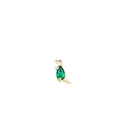 Cute S925 silver dinosaur stud earring with pear-cut green gemstone in gold finish - 925 Silver / Brontosaurus Gold Color (RHE951G)
