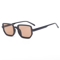 Retro thick frame square sunglasses with orange lenses and a classic black finish - Black Frame Tea Lens