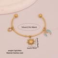 Bracciale rigido dorato in acciaio inossidabile con ciondoli cuore, sole e luna - Stile Sole Luna Cuore (1#)