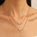 Double-layered golden infinity and hollow heart pendant necklace for women - Double Layer Infinity Heart (7554) / KC Gold
