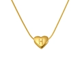 Golden heart pendant necklace featuring engraved letter H on a sleek snake chain - Letter H (Snake Chain)