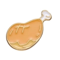 Badge émaillé en forme de cuisse de poulet avec bordure dorée sur fond blanc pur - Style de Pilon de Poulet (XZ8743)