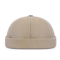 Gorro docker clásico caqui con diseño retro sin ala y costuras de algodón premium - Ajustable / Caqui (JX-03111)