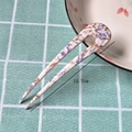 Detailed view of U-shaped hair pin featuring purple marble pattern with 11.7cm size mark - 12# (Thin) Purple U-Shaped Acetate Hair Fork