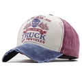 Gorra de béisbol retro de algodón lavado con visera desgastada y gráfico de Ghost Rider - Patchwork Azul Marino (JX-B507)