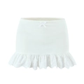 Gonna corta bianca con fiocco e ricamo in pizzo delicato sull'orlo da donna - S / Bianco