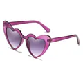 Fashionable heart-shaped sunglasses featuring translucent purple frames and gradient lenses - Transparent Purple Frame Purple Lens
