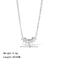 Collana con ciondolo a petalo in argento e zirconi, 40+5 cm e peso di 2,6 g - Platino