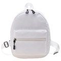 Classic white nylon backpack for women with adjustable straps and front zip pocket - White