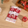 Red Christmas wine bottle cover with white snowflake pattern and wooden buttons - Style 2 (Red White Snowflake Dots)