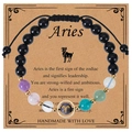 Handmade Aries blue sandstone beaded bracelet with natural stones on a vintage gift card - Aries-Braided