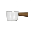 Borosilicate heat-resistant glass measuring cup with double spout and wooden handle - 50ml Wood Handle Small Milk Jug