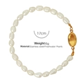 Minimalistische zoetwaterparel armband met RVS sluiting, lengte 17cm, gewicht 6g - Zoetwaterparel armband / 17cm