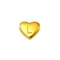Golden titanium heart charm pendant with letter L engraving and two millimeter hole - Letter L Style (S-P143-L)