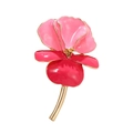 Broche vintage de iris en esmalte con pétalos rosa degradado y bordes dorados finos - Estilo de Flor de Lirio Rosa (C3199-1)