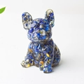 French Bulldog figurine with dark blue and gold natural crystal stones in resin - Lapis Lazuli
