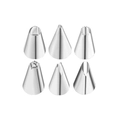 Set of 6 professional small stainless steel piping nozzles for DIY cake decorating - 6 Pieces Set