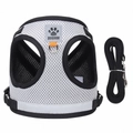 Reflecterend grijs hondentuigje van mesh met zwarte riem voor kleine honden en puppy's - XS / Grijs