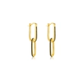 Elegant gold S925 silver double loop earrings with black zircon stones and fringe design - 18K Gold [Black Zirconia]