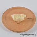 Realistic PVC dumpling food model, 5.8cm fake potsticker displayed on a round wooden tray - Model Style (No Loop) / 6cm*3.2cm / Off White