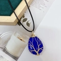 Handmade tree of life necklace with water-drop blue stone and golden wire wrap - Pendant Only / Lapis Lazuli Gold