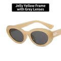 Lunettes de soleil ovales rétro avec monture jaune gelée et verres gris fumés - Jaune Jelly Verres Gris
