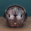 Spherical bronze Egyptian ashtray featuring embossed pharaohs and pyramids - Red Copper Egypt Style Small