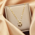 Elegant gold-tone star pendant necklace with cubic zirconia on a luxury satin display - 25#xl1335 - Golden Six-pointed Star