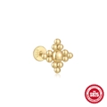 S925 sterling silver gold plated beaded cross stud earring with hallmark stamp - Single Gold #5 (Cross)