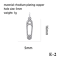 Silver safety pin pendant in rhodium-plated copper with 16mm x 5mm dimensions - Safety Pin/E-2