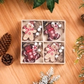 Detail view of 4-pack gingerbread man wooden ornaments in a rustic box with pine branches - K1-3 Male Gingerbread Man Cane Set (12 Pcs)
