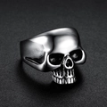 Anello teschio vintage in acciaio inossidabile argento antico per uomo e donna - US 7 / Colore Acciaio (05102)