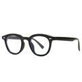 Classic glossy black rectangular eyewear frames with vintage metal double rivets - Black Frame Transparent Lens (C3)