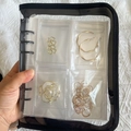 Transparent PVC jewelry storage binder page with four pockets for earrings and accessories - Black 3-inch 160 Slots + 50 Bags