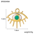 Detailed view of evil eye heart pendant in gold and green enamel, 1.3cm x 1.4cm size - White Emerald Evil Eye (BP00049B4)