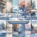 6x6 inch winter forest themed scrapbooking paper pad with 12 watercolor designs - R2564 24 Sheets