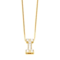 Detail of gold letter I pendant with baguette zircon stones on a box chain - Gold I