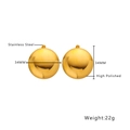 Gold plated stainless steel 34mm round ball stud earrings with high polished finish - Large Sphere Style (E364) / 34mm