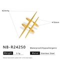 Detailed size specifications for a minimalist gold double-spike stainless steel ring - Double Spike Geometric Style (NB-R24250)