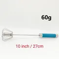 Detail of 10-inch semi-automatic egg whisk with blue handle weighing 60g and 27cm long - 10" / Dark Blue