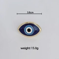 Unique adjustable blue enamel evil eye ring with gold plating, 3.8cm width, 15.0g - Ring / 3.8cm Wide / Blue