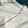 Delicate silver twist chain necklace in minimalist stainless steel for women - Thin Rope Chain (60cm) / Silver