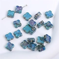 Blue-purple iridescent glass four-leaf clover beads for DIY jewelry making sets - Clover-10mm-Blue Purple