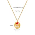Gold Christmas necklace with enamel Santa Claus pendant on a 39cm plus 5cm chain - Round Santa Claus