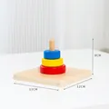Montessori wooden three-color ring stacker toy with red, yellow, and blue solid wood rings - 3-Color Ring Stacker